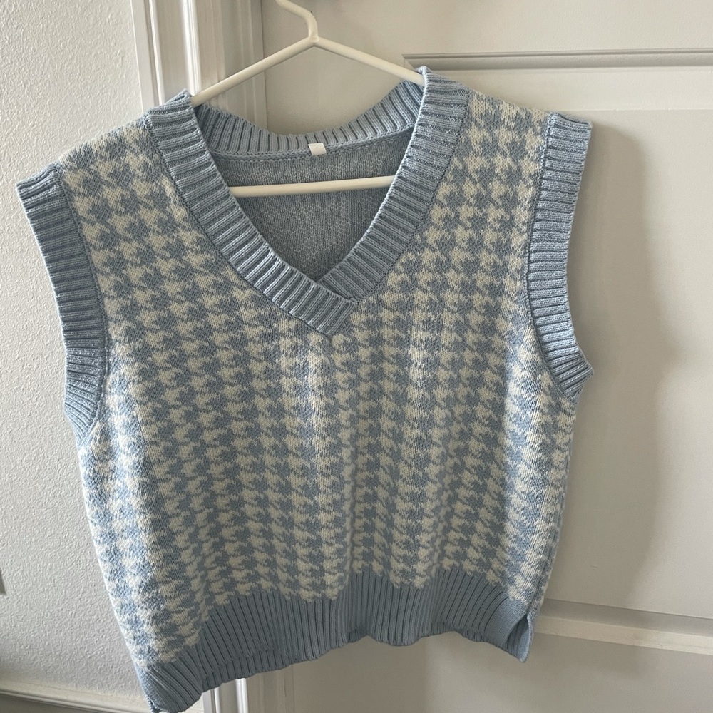 Shein Blue Houndstooth Vest